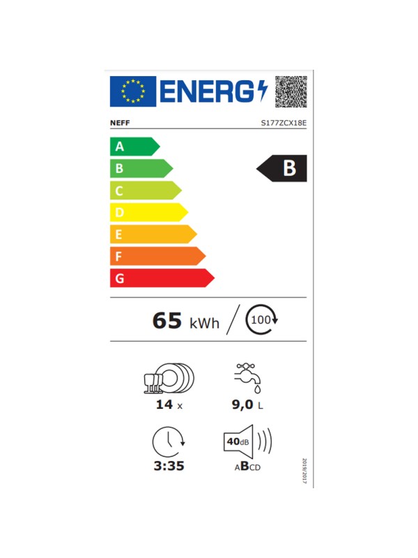 Neff Πλήρως Εντοιχιζόμενο Πλυντήριο Πιάτων με Wi-Fi για 14 Σερβίτσια  S 177ZCX18E Π59.5xY81.5εκ.
