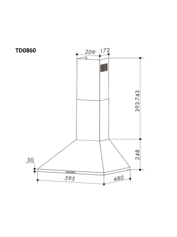 Απορροφητήρας Κουζίνας Καμινάδα 60cm Telemax TD0860 Inox Απορροφητήρας Κουζίνας Καμινάδα 60cm Telemax TD0860 Inox