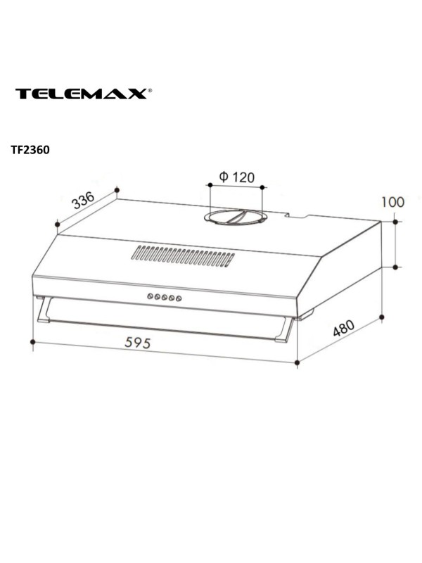 Απορροφητήρας Κουζίνας Ελεύθερος 60cm Telemax TF2360 Inox Απορροφητήρας Κουζίνας Ελεύθερος 60cm Telemax TF2360 Inox