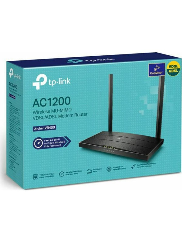 TP-LINK Archer VR400 v3 VDSL2 Ασύρματο Modem Router Wi‑Fi 5 με 4 Θύρες Gigabit Ethernet TP-LINK Archer VR400 v3 VDSL2 Ασύρματο Modem Router Wi‑Fi 5 με 4 Θύρες Gigabit Ethernet