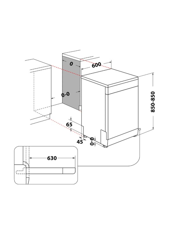  Whirlpool Ελεύθερο Πλυντήριο Πιάτων για 15 Σερβίτσια Π60xY85εκ. Inox 