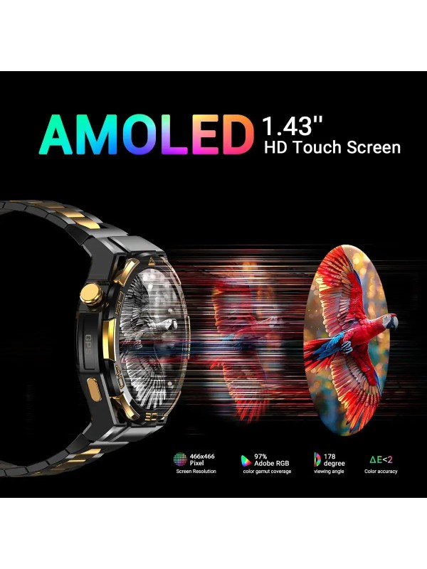 BlackView W90 Pro Aluminium Smartwatch με Παλμογράφο (Μαύρο)