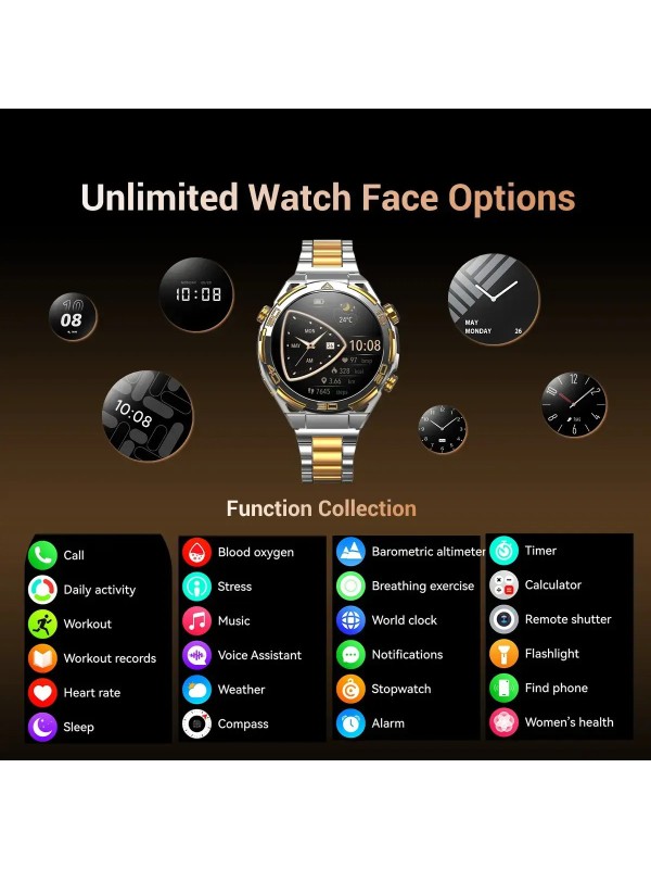 BlackView W90 Pro Aluminium Smartwatch με Παλμογράφο (Ασημί)