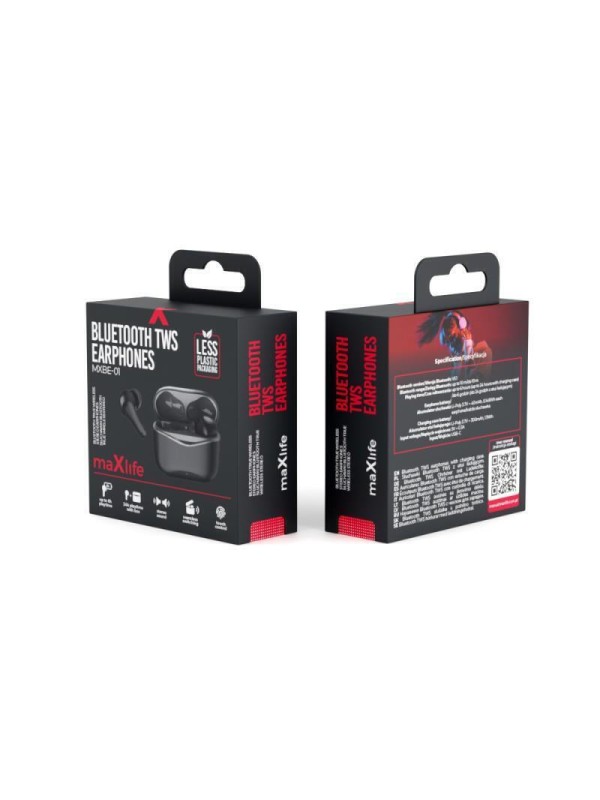 Maxlife MXBE-01 In-ear Bluetooth Handsfree Ακουστικά με Θήκη Φόρτισης Μαύρα