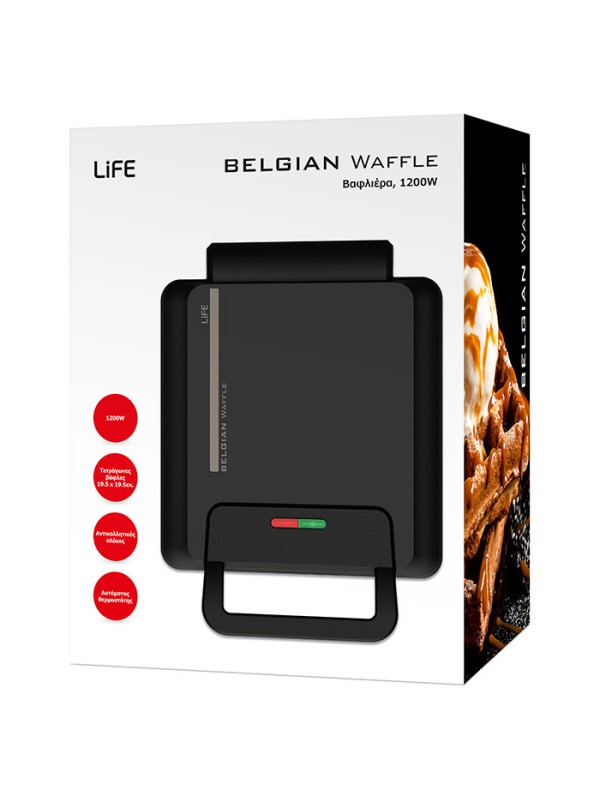 Life Belgian Waffle Maker Βαφλιέρα 2 Θέσεων σε Ορθογώνιο Σχήμα 1200W 221-0232 Life Belgian Waffle Maker Βαφλιέρα 2 Θέσεων σε Ορθογώνιο Σχήμα 1200W 221-0232