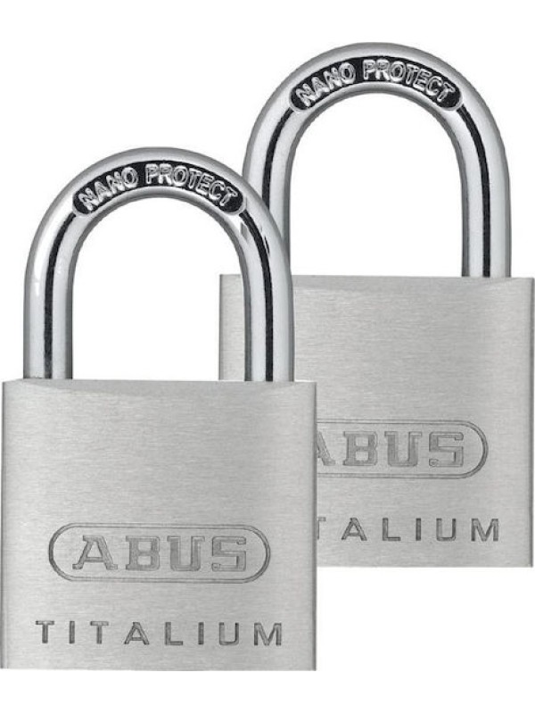 Abus Titalium 64 ΤΙ/30BTWINS Ατσάλινο Λουκέτο Πέταλο με Κλειδί 30mm Ασημί 2τμχ