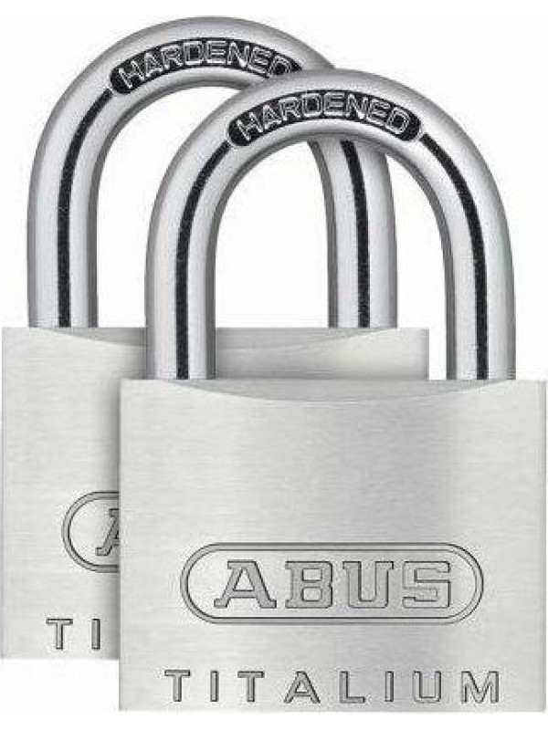 Abus Titalium 64 ΤΙ/30BTWINS Ατσάλινο Λουκέτο Πέταλο με Κλειδί 30mm Ασημί 2τμχ