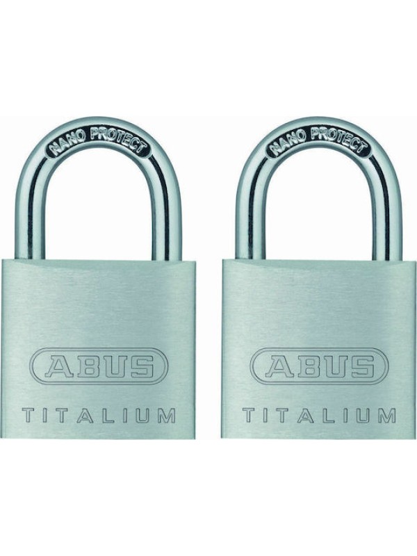 Abus Titalium 64 ΤΙ/30BTWINS Ατσάλινο Λουκέτο Πέταλο με Κλειδί 30mm Ασημί 2τμχ