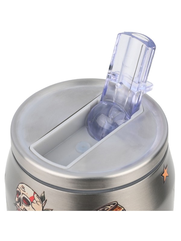 Estia Travel Cup Save the Aegean Ανακυκλώσιμο Ποτήρι Θερμός Ανοξείδωτο / Πλαστικό BPA Free 500ml old School με Καλαμάκι