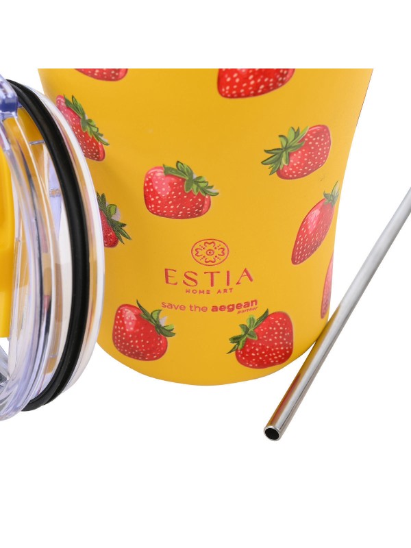 Estia Coffee Mug Save The Aegean Ανακυκλώσιμο Ποτήρι Θερμός Ανοξείδωτο BPA Free 350ml Berry Bright με Καλαμάκι Estia Coffee Mug Save The Aegean Ανακυκλώσιμο Ποτήρι Θερμός Ανοξείδωτο BPA Free 350ml Berry Bright με Καλαμάκι