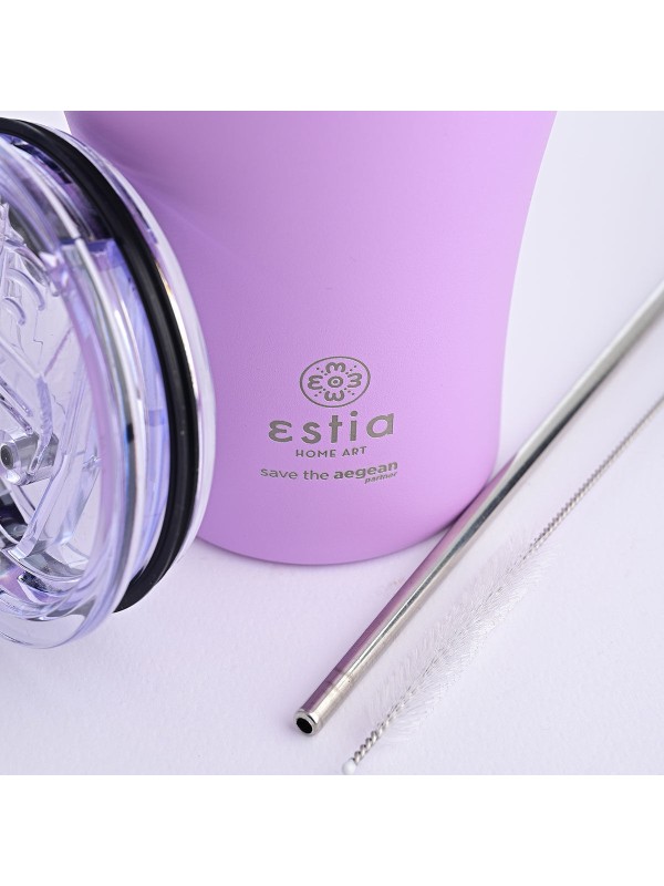 Estia Coffee Mug Save The Aegean Ανακυκλώσιμο Ποτήρι Θερμός Ανοξείδωτο BPA Free 350ml Lavender Purple με Καλαμάκι Estia Coffee Mug Save The Aegean Ανακυκλώσιμο Ποτήρι Θερμός Ανοξείδωτο BPA Free 350ml Lavender Purple με Καλαμάκι