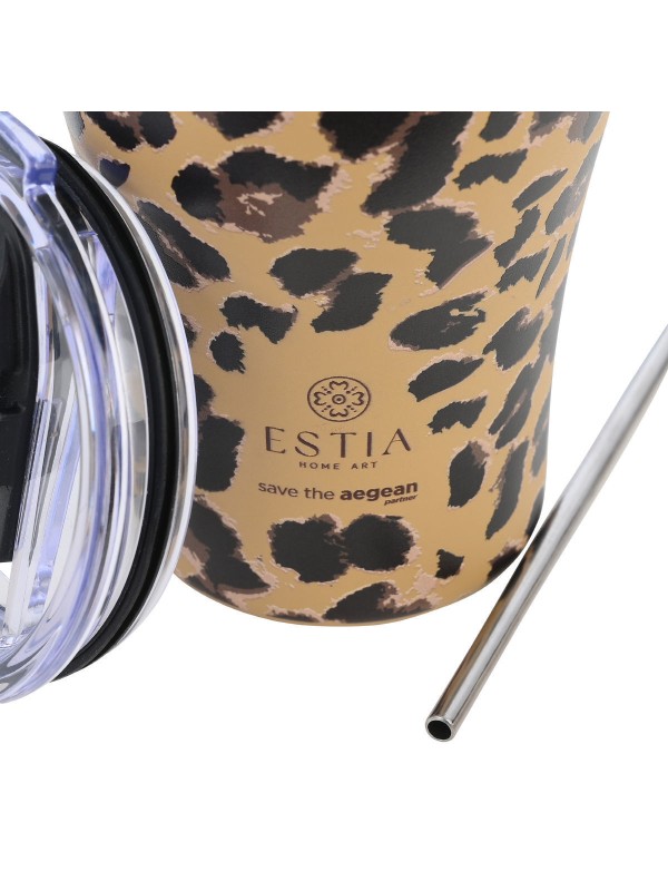 Estia Coffee Mug Save The Aegean Ποτήρι Θερμός Ανοξείδωτο BPA Free 350ml Spotted Prowl με Καλαμάκι Estia Coffee Mug Save The Aegean Ποτήρι Θερμός Ανοξείδωτο BPA Free 350ml Spotted Prowl με Καλαμάκι