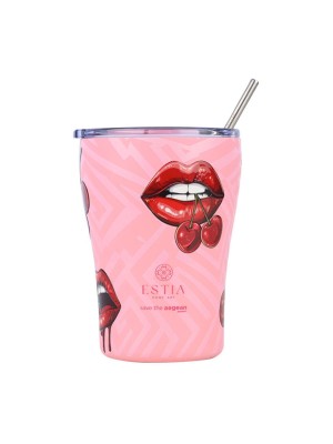 Estia Coffee Mug Save The Aegean Ποτήρι Θερμός Ανοξείδωτο BPA Free 350ml Blush Pop με Καλαμάκι