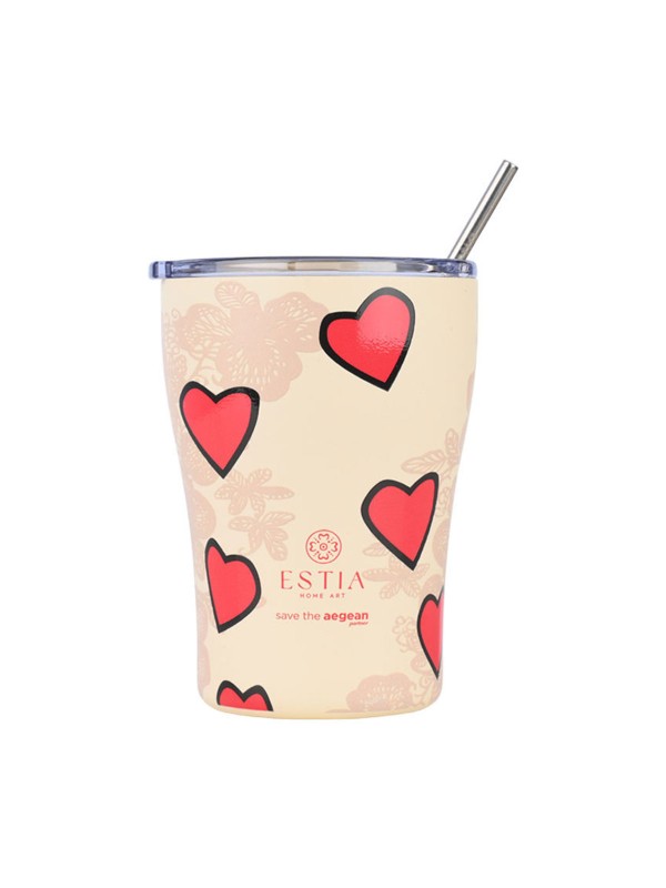 Estia Coffee Mug Save The Aegean Ανακυκλώσιμο Ποτήρι Θερμός Ανοξείδωτο BPA Free 350ml Tender Lace με Καλαμάκι Estia Coffee Mug Save The Aegean Ανακυκλώσιμο Ποτήρι Θερμός Ανοξείδωτο BPA Free 350ml Tender Lace με Καλαμάκι