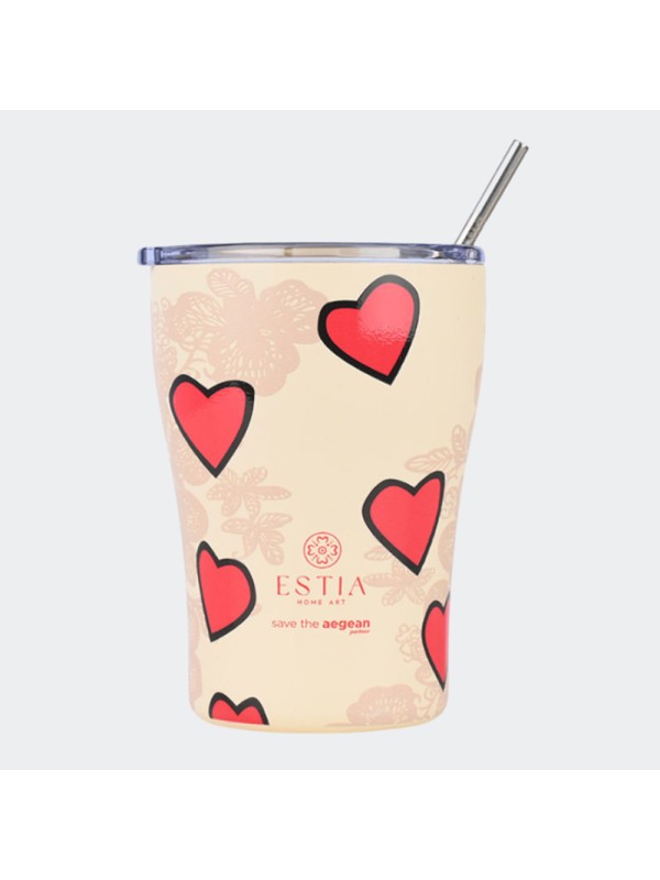 Estia Coffee Mug Save The Aegean Ανακυκλώσιμο Ποτήρι Θερμός Ανοξείδωτο BPA Free 350ml Tender Lace με Καλαμάκι Estia Coffee Mug Save The Aegean Ανακυκλώσιμο Ποτήρι Θερμός Ανοξείδωτο BPA Free 350ml Tender Lace με Καλαμάκι