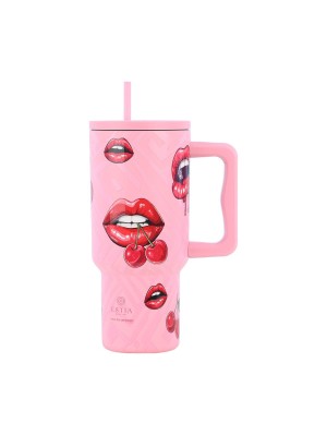 Estia Straw Tumbler XL Save The Aegean Θερμός Ανοξείδωτο BPA Free 900ml Blush Pop με Καλαμάκι και Λαβή Estia Straw Tumbler XL Save The Aegean Θερμός Ανοξείδωτο BPA Free 900ml Blush Pop με Καλαμάκι και Λαβή