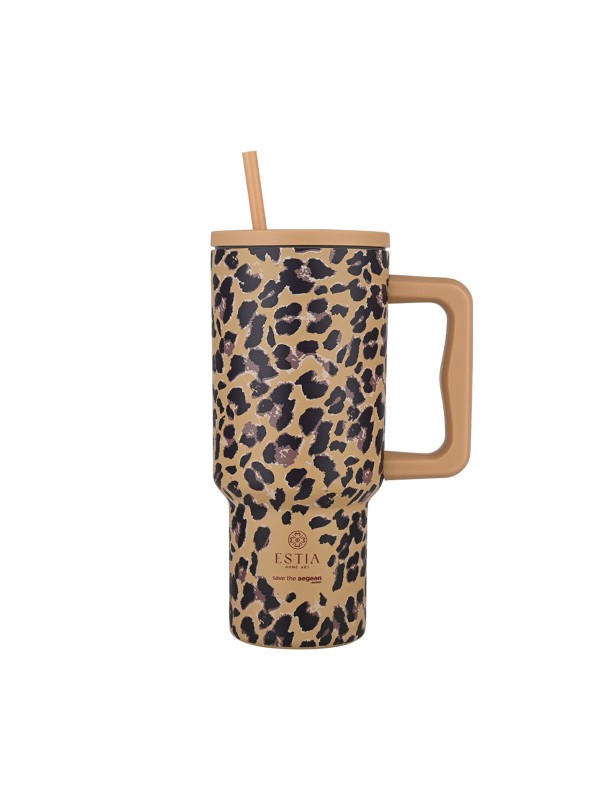 Estia Straw Tumbler XL Save the Aegean Θερμός Ανοξείδωτο BPA Free 900ml SPOTTED PROWL με Καλαμάκι και Λαβή Estia Straw Tumbler XL Save the Aegean Θερμός Ανοξείδωτο BPA Free 900ml SPOTTED PROWL με Καλαμάκι και Λαβή