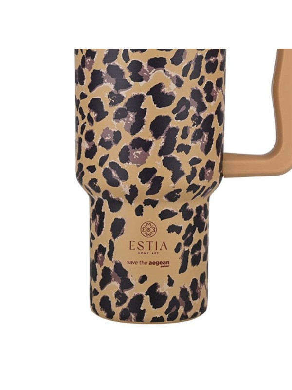 Estia Straw Tumbler XL Save the Aegean Θερμός Ανοξείδωτο BPA Free 900ml SPOTTED PROWL με Καλαμάκι και Λαβή Estia Straw Tumbler XL Save the Aegean Θερμός Ανοξείδωτο BPA Free 900ml SPOTTED PROWL με Καλαμάκι και Λαβή