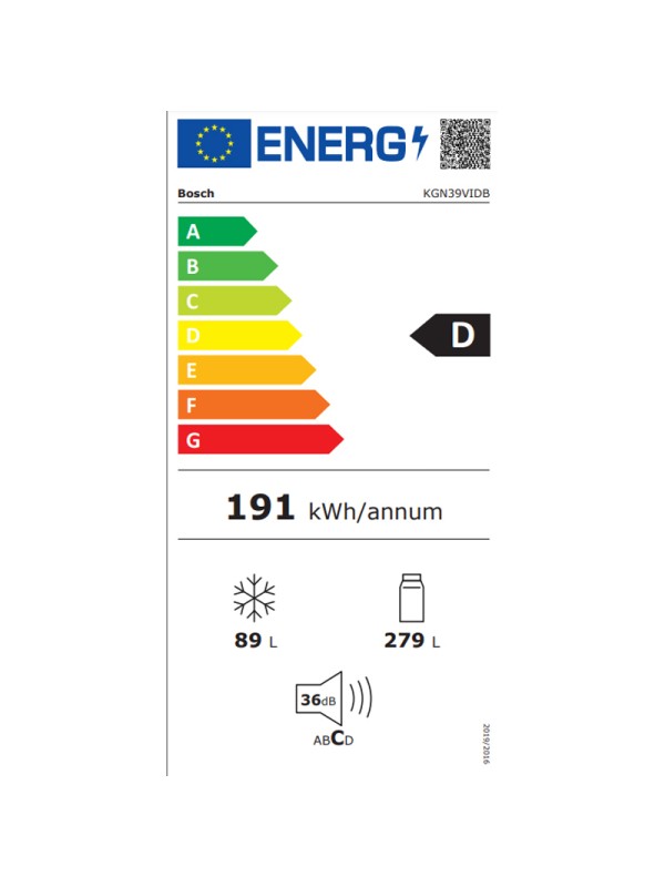 Bosch Ψυγειοκαταψύκτης 368lt Total NoFrost Υ201xΠ60xΒ66εκ. Ασημί KGN39VIDB