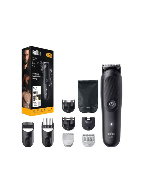 Braun All-in-one Series 5 Σετ Επαναφορτιζόμενης Κουρευτικής Μηχανής Μαύρο AIO5540 Braun All-in-one Series 5 Σετ Επαναφορτιζόμενης Κουρευτικής Μηχανής Μαύρο AIO5540