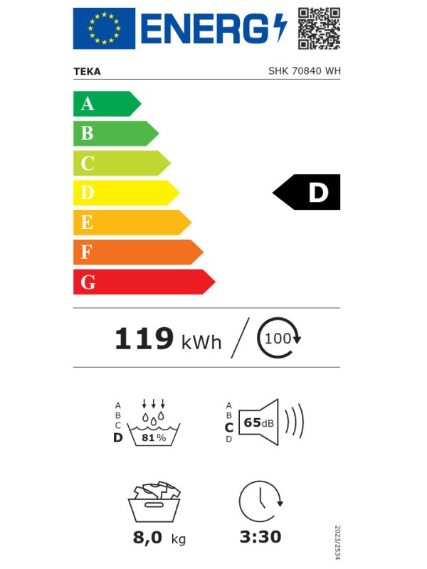 Teka SHK 70840 WH Στεγνωτήριο 8kg A++ με Αντλία Θερμότητας Teka SHK 70840 WH Στεγνωτήριο 8kg A++ με Αντλία Θερμότητας