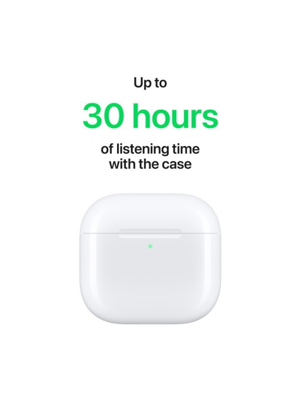 Apple AirPods 4 Earbud Bluetooth Handsfree Ακουστικά με Αντοχή στον Ιδρώτα και Θήκη Φόρτισης Λευκά Apple AirPods 4 Earbud Bluetooth Handsfree Ακουστικά με Αντοχή στον Ιδρώτα και Θήκη Φόρτισης Λευκά