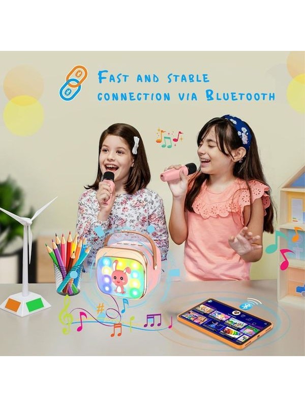 LAMTECH BT5.4 RGB KID KARAOKE SPEAKER PINK WITH MIC HOPPEE LAM980220