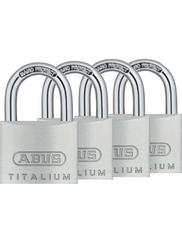 Abus Titalium 64 ΤΙ/40QUADB Αλουμινένιο Λουκέτο Πέταλο με Κλειδί 40mm Ασημί 4τμχ