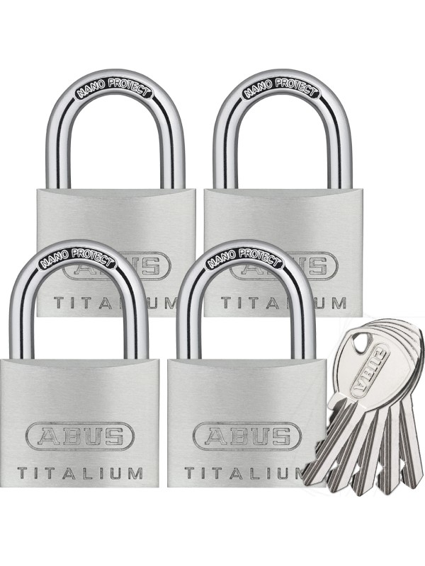 Abus Titalium 64 ΤΙ/40QUADB Αλουμινένιο Λουκέτο Πέταλο με Κλειδί 40mm Ασημί 4τμχ