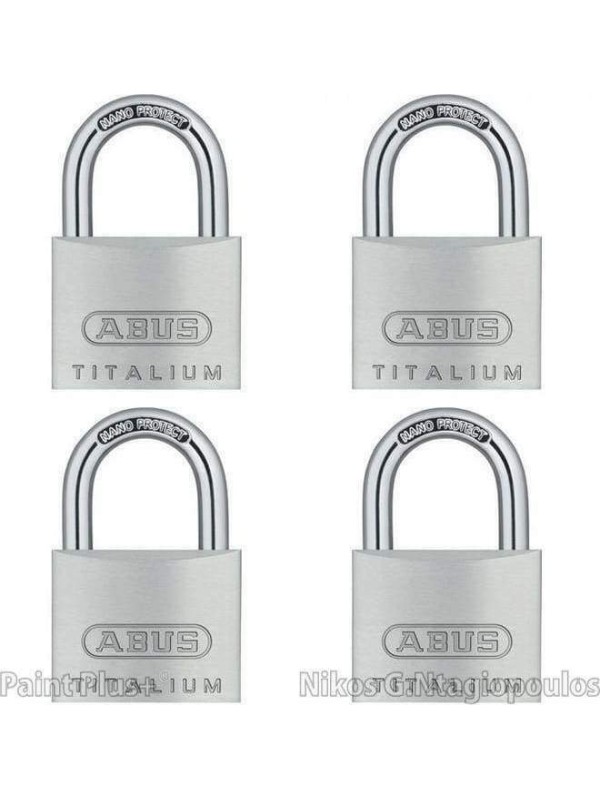 Abus Titalium 64 ΤΙ/40QUADB Αλουμινένιο Λουκέτο Πέταλο με Κλειδί 40mm Ασημί 4τμχ