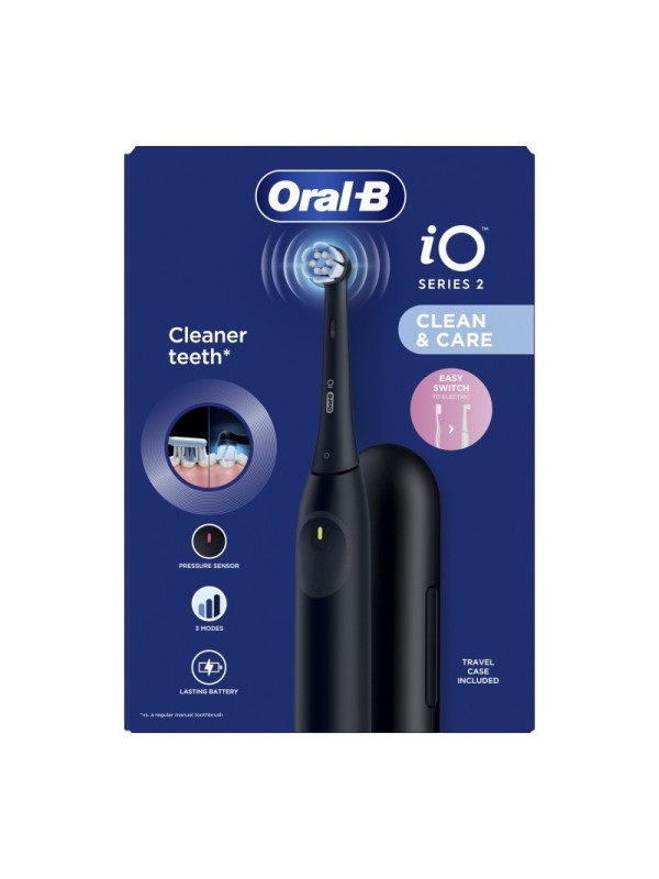 Oral-B iO Series 2 Ηλεκτρική Οδοντόβουρτσα με Αισθητήρα Πίεσης και Θήκη Ταξιδίου Μαύρη