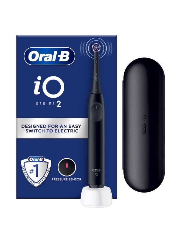 Oral-B iO Series 2 Ηλεκτρική Οδοντόβουρτσα με Αισθητήρα Πίεσης και Θήκη Ταξιδίου Μαύρη
