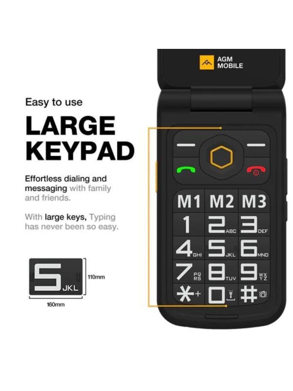 AGM M8 Flip Dual SIM Ανθεκτικό Κινητό με Μεγάλα Κουμπιά Μαύρο AGM M8 Flip Dual SIM Ανθεκτικό Κινητό με Μεγάλα Κουμπιά Μαύρο
